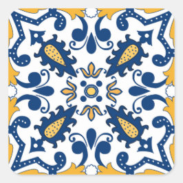 Adesivo Quadrado 💙 💛 Belos Azulejos azuis e amarelos,