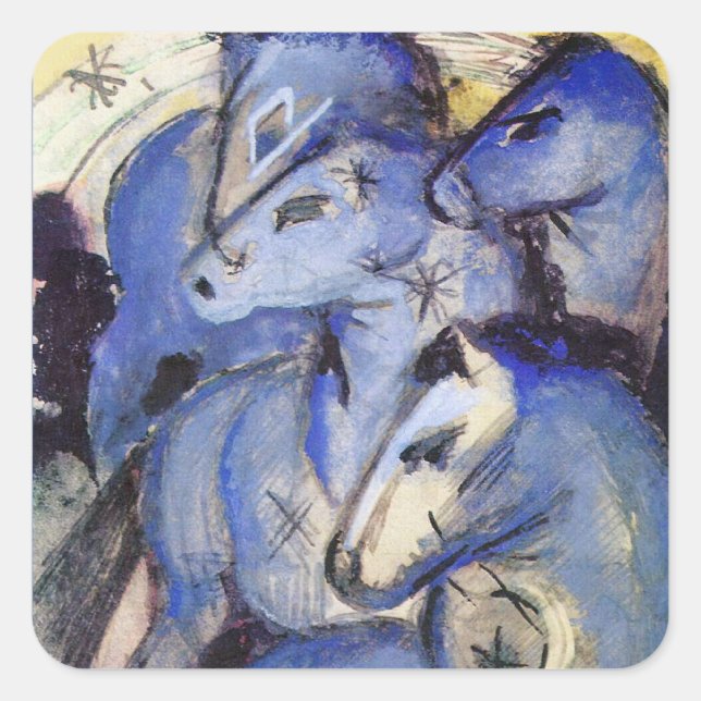 Adesivo Quadrado Belos Cavalos - Franz Marc - O Cavaleiro Azul (Frente)