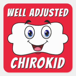Adesivo Quadrado Bem Ajustado ChiroKid Happy Vertebra Chiropractic