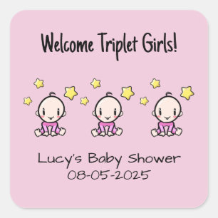 Adesivo Quadrado Bem-vindas a Triplet Girls!