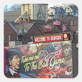 Adesivo Quadrado Bem-vindo a Dubuque, Sinal de Iowa com Sinalizador