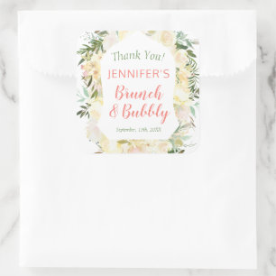 Adesivo Quadrado Bem-vindo ao Brunch & Bubbly Boho Chá de Noiva