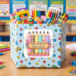 Adesivo Quadrado Bem-vindo ao Lápis de Desenho Infantil