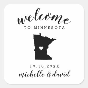 Adesivo Quadrado Bem-vindo ao Minnesota   Favor personalizado de ca