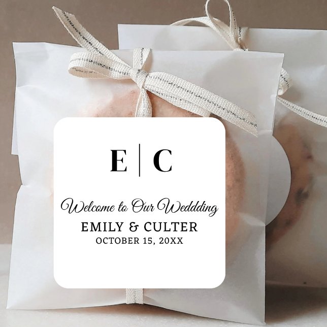 Adesivo Quadrado Bem-Vindo Ao Nosso Casamento De Destino De Casamen (Criador carregado)