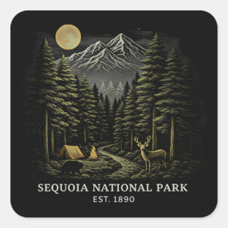 Adesivo Quadrado Bem-vindo ao Parque Nacional Sequoia EUA