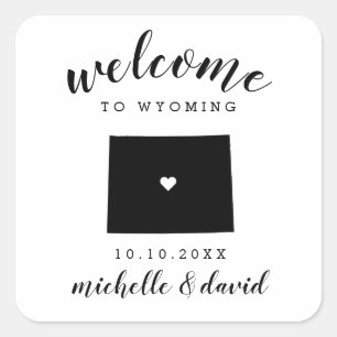Adesivo Quadrado Bem-vindo ao Wyoming Favor de casamento