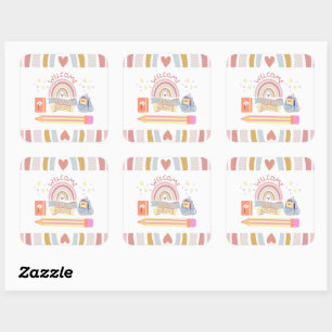 Adesivo Quadrado Bem-vindo de volta à escola