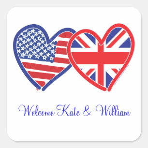 Adesivo Quadrado Bem-vindo Kate & William/ Casamento Real