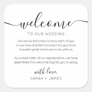 Adesivo Quadrado Bem-Vindo Minimalista À Nossa Bag De Boas-Vindas