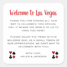 Adesivo Quadrado Bem-vindos à Cesta de Boas-vindas de Las Vegas