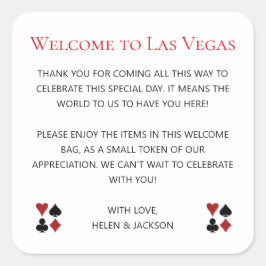 Adesivo Quadrado Bem-vindos a Las Vegas Wedding Gift Bag