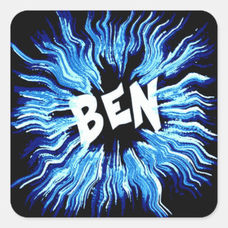 Adesivo Quadrado Ben Name Star em Azul