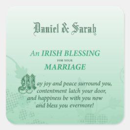 Adesivo Quadrado Bênção de Felicitações de Casamento Irlandês