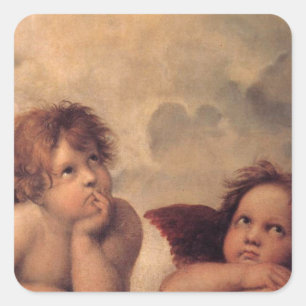 Adesivo Quadrado bênção velha da pintura do vintage de Raphael da