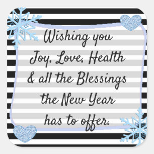 Adesivo Quadrado Bênçãos de Natal preto e azul