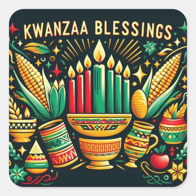 Adesivo Quadrado Bênçãos do Kwanzaa (Frente)