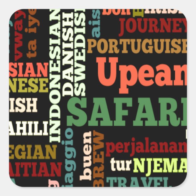 Adesivo Quadrado Bênçãos internacionais de Viagem (Frente)