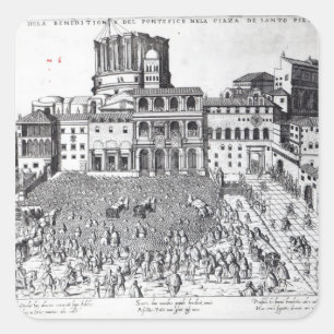 Adesivo Quadrado Benedição do Papa na Rua. Praça de Peter