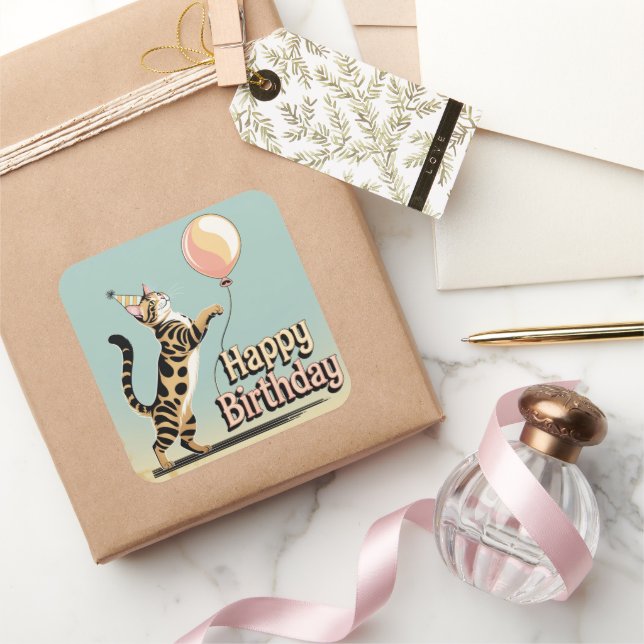 Adesivo Quadrado Bengala Cat Colorful (Presentear)