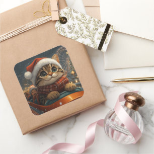 Adesivo Quadrado Bengala Cat Roller Porta copos Natal