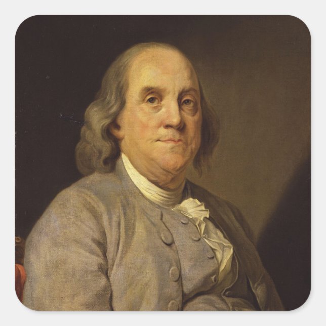 Adesivo Quadrado Benjamin Franklin por Joseph Siffred Duplessis (Frente)
