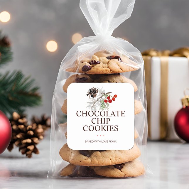 Adesivo Quadrado Bens De Casca Russos (Rustic Homemade Baked Goods Square Sticker)