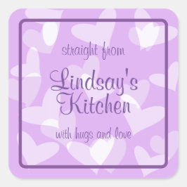 Adesivo Quadrado Bens De Lavanda De Coração