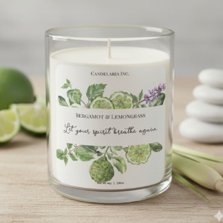 Adesivo Quadrado Bergamot Lemongrass Candle Label Quote Sticker