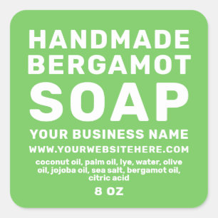 Adesivo Quadrado Bergamot Soap Bright Verde feito à mão moderna