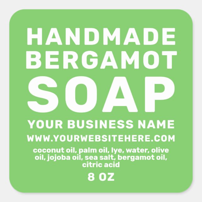 Adesivo Quadrado Bergamot Soap Bright Verde feito à mão moderna (Frente)