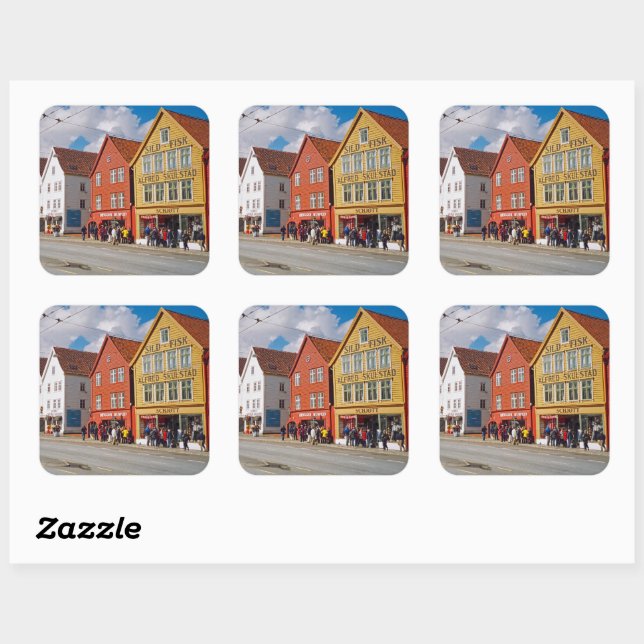 Adesivo Quadrado Bergen, Noruega (Folha)