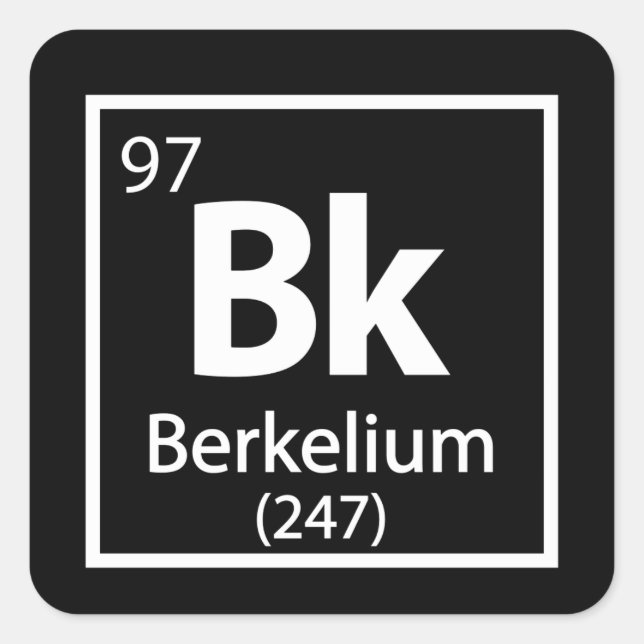 Adesivo Quadrado Berkelium - Mesa periódica da ciência de Berkeley (Frente)