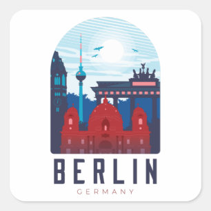 Adesivo Quadrado Berlin Alemanha Skyline Sticker