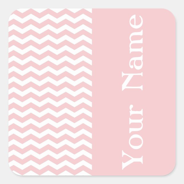 Adesivo Quadrado Bermuda Pink Wave Chevron com nome (Frente)