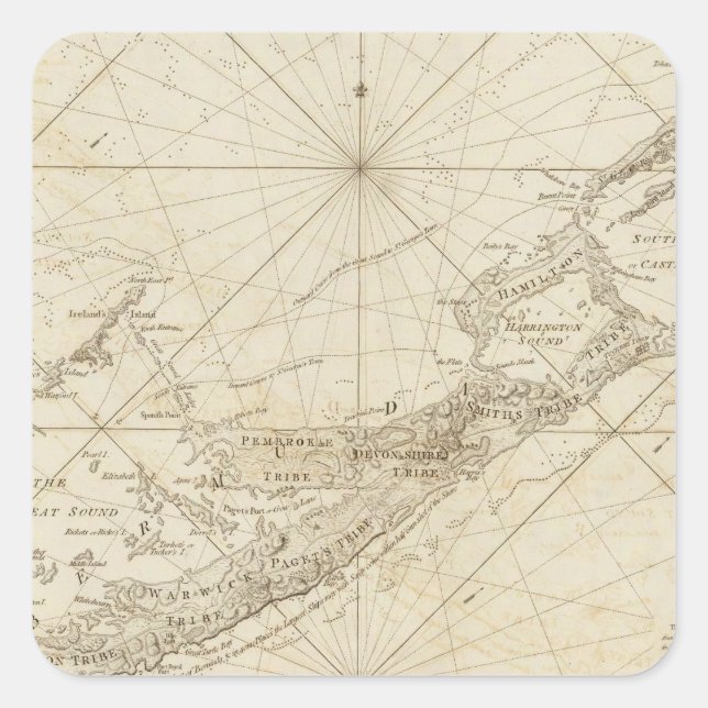 Adesivo Quadrado Bermudas ou Ilhas de Verão (Frente)