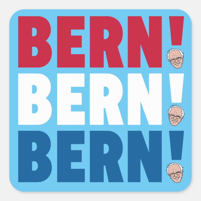 Adesivo Quadrado Bern Bern Bern Bernie Sanders (Frente)
