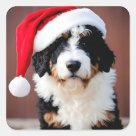 Adesivo Quadrado Bernedoodle Christmas