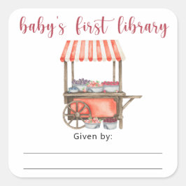 Adesivo Quadrado Berry Baby Shower bookplate, books for baby