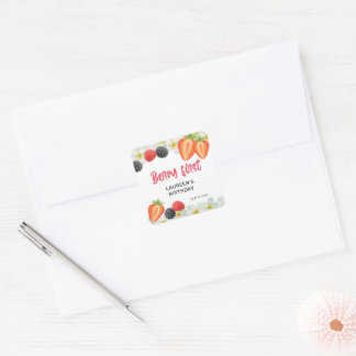 Adesivo Quadrado Berry First 1st Birthday