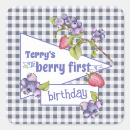 Adesivo Quadrado Berry First Birthday