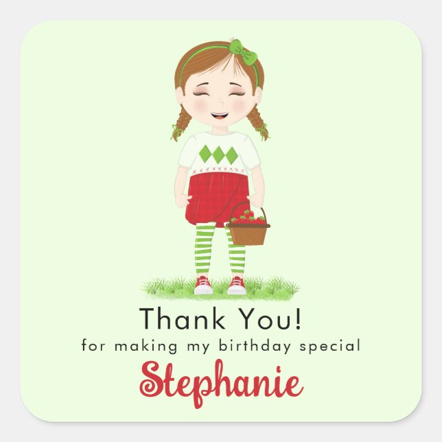 Adesivo Quadrado Berry Sweet Birthday (Frente)