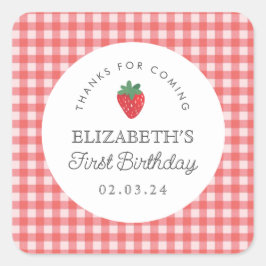 Adesivo Quadrado Berry Sweet Birthday Picnic obrigado você