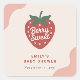 Adesivo Quadrado Berry Sweet Cute Baby Shower