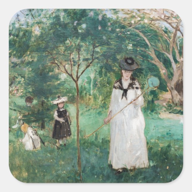Adesivo Quadrado Berthe Morisot - A Caça À Borboleta (Frente)