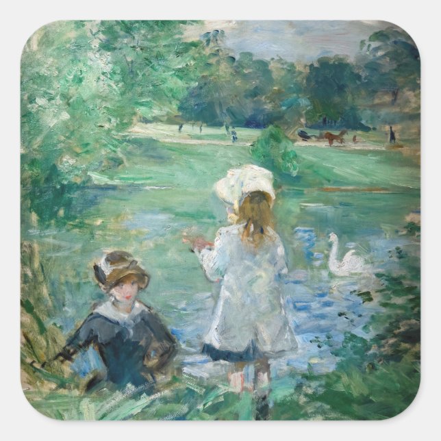 Adesivo Quadrado Berthe Morisot - Ao lado de um lago (Frente)