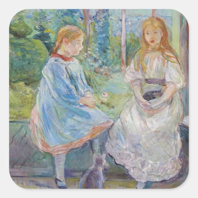 Adesivo Quadrado Berthe Morisot - Jovens Garotas na Janela (Frente)