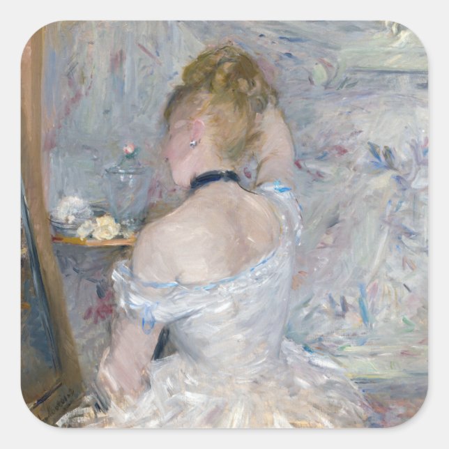 Adesivo Quadrado Berthe Morisot - Mulher na sua Toilette (Frente)