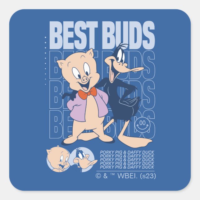 Adesivo Quadrado Best Buds Porky Pig & DAFFY DUCK™ (Frente)