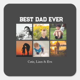 Adesivo Quadrado Best Dad Ever Customizable name and images